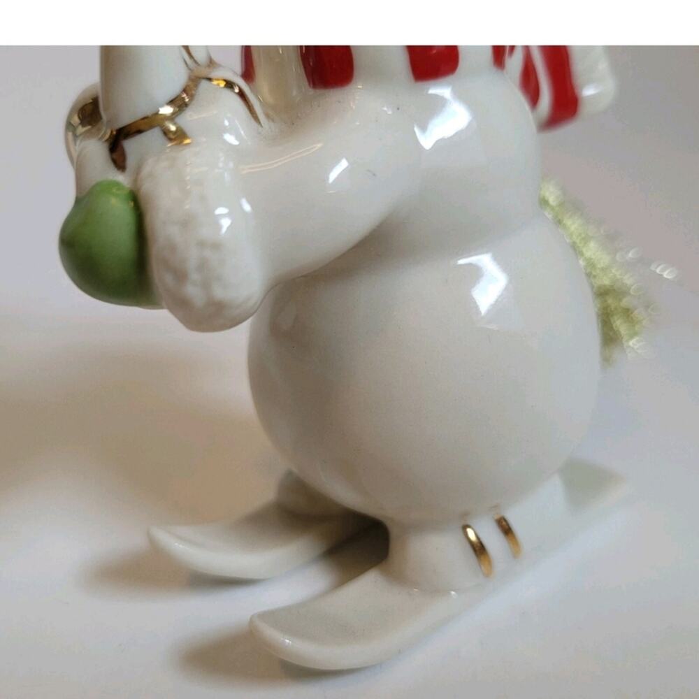 Lenox Christmas Ornament Snowman on Skis Present Porcelain - Picture 6 of 11